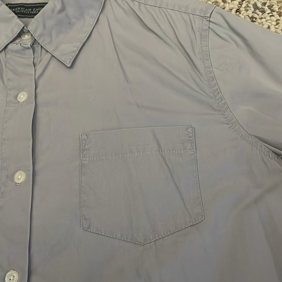 American Eagle Light Purple 3/4 Length Sleeve Button Up - Picture 5 of 7